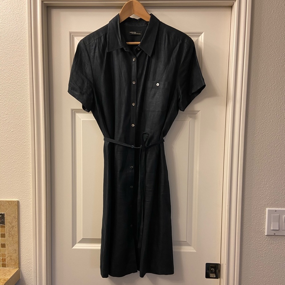Valerie Stevens 100% Linen Knee length Shirt Dress *